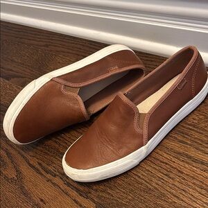 Keds Leather Brown Slip-On Sneakers